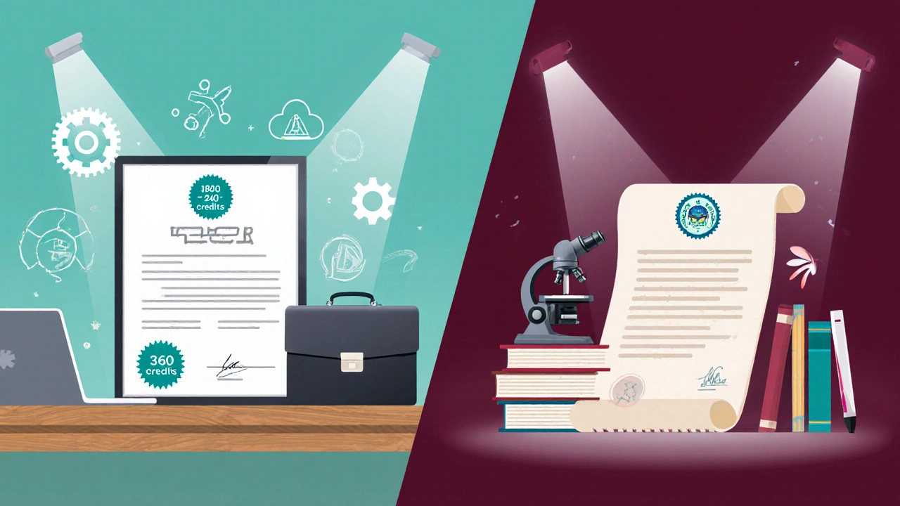 Side-by-side illustration of Level 7 diploma versus Bachelor degree with icons.